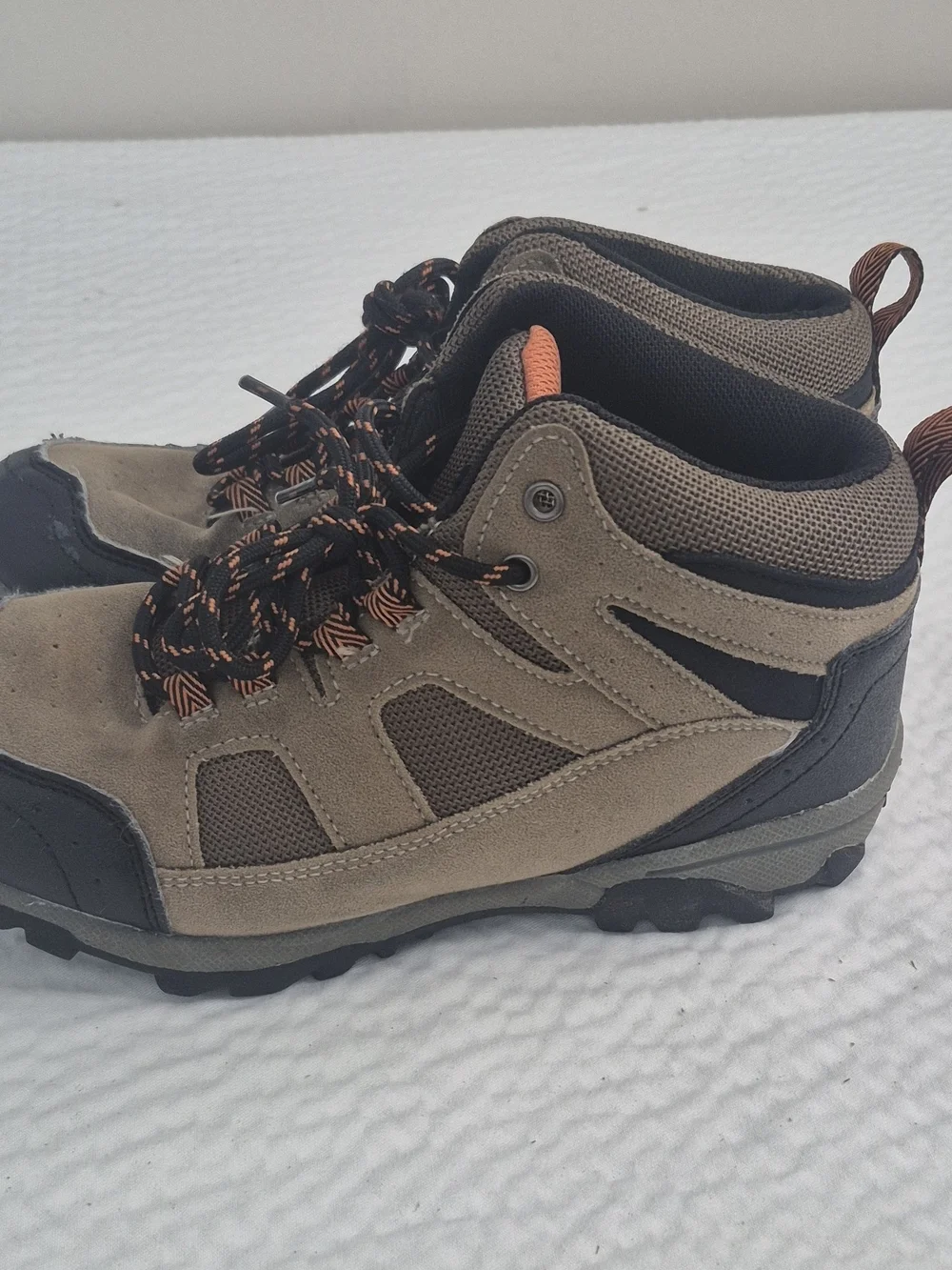 Ozark Trail Boys Hiking Boots Brown/Black/Orange Lace Up US 4 EU 36